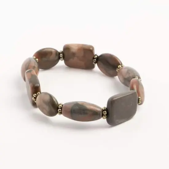John Bead Jasper No.82 Natural Stone Stretch Bracelet {4}