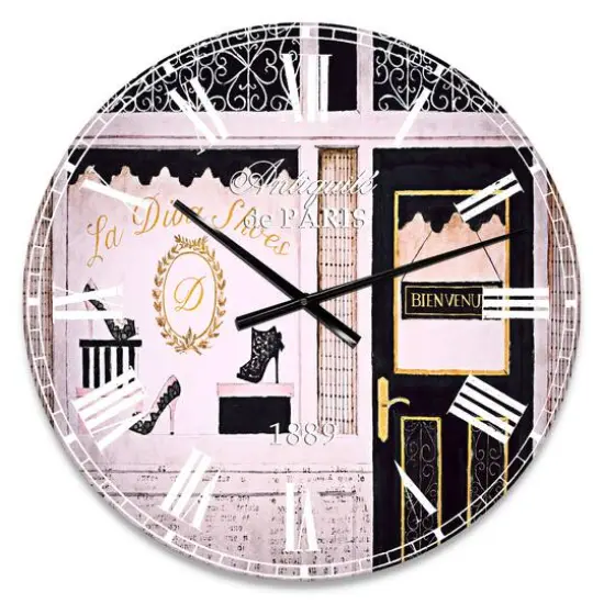 Designart 'Paris Diva Shoes Painting Traditional Wall Clock {1}