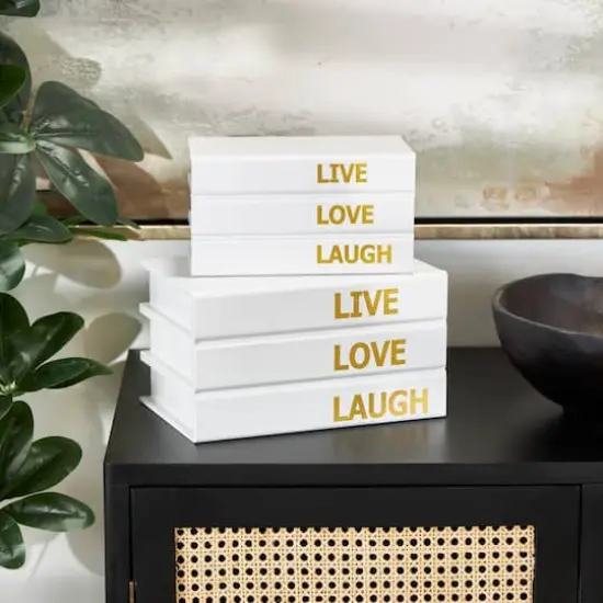 Live, Laugh, Love Canvas Storage Book Box Set White {4}