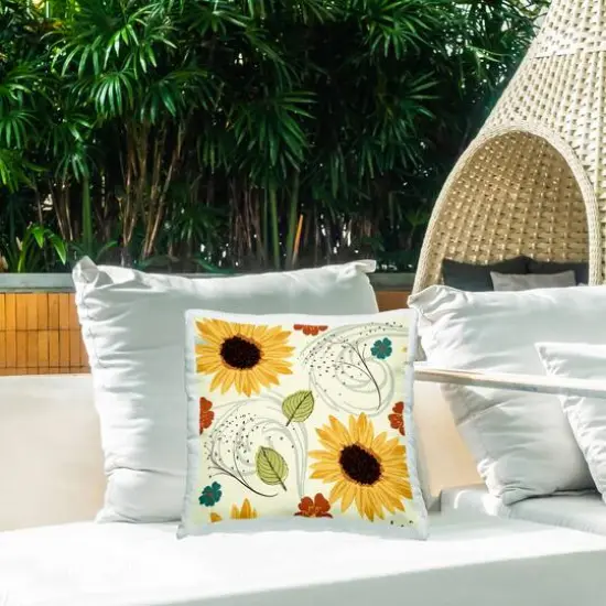 Stupell Industries Warm Sunflower Botanicals Pattern Outdoor Printed Pillow {3}
