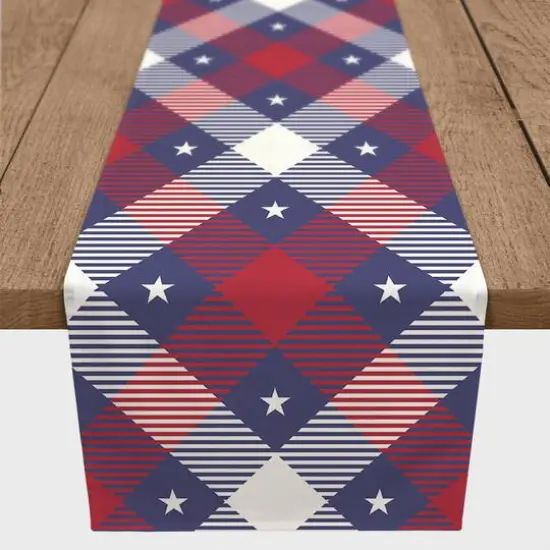 Patriotic Argyle Pattern Poly Twill Table Runner {2}