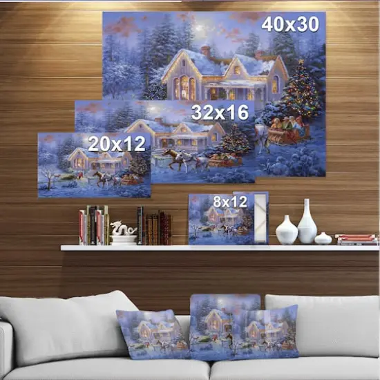 Designart Christmas Eve Family Coming Home in Sleigh Canvas Wall Art {5}