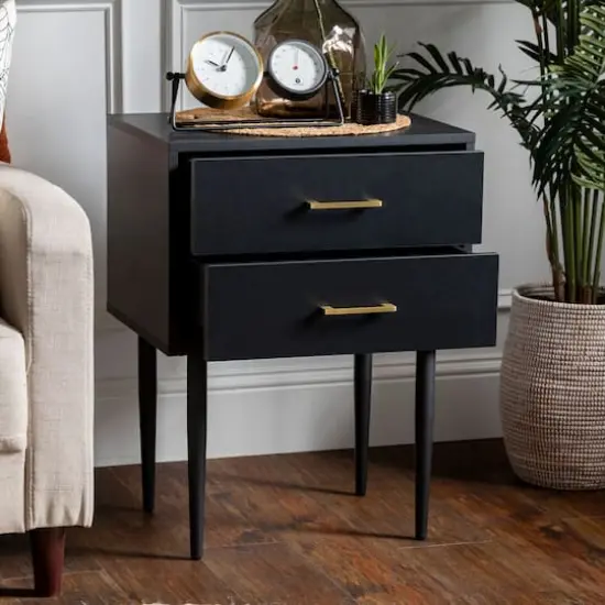 Walker Edison Black Modern Nightstand {5}