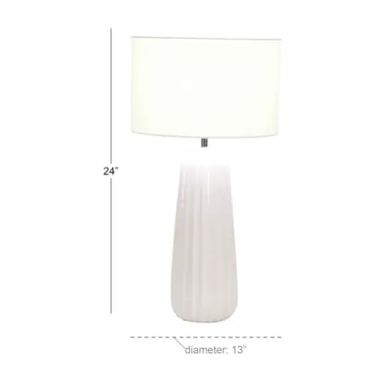 24" White Stone Traditional Table Lamp {9}