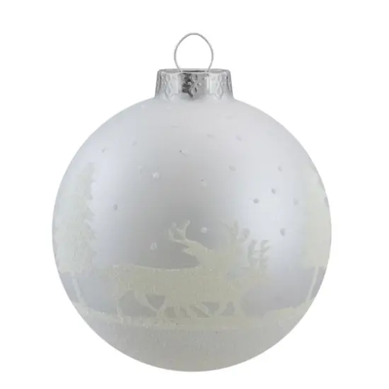 4ct. 3.25" Matte and Frosted White Glass Hanging Christmas Ball Ornaments {4}