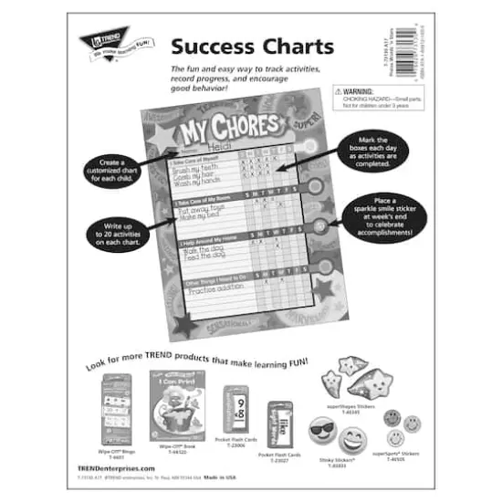 Trend Enterprises&reg; Praise Words 'n Stars Chore Charts, 3 Packs of 25 Sheets {4}