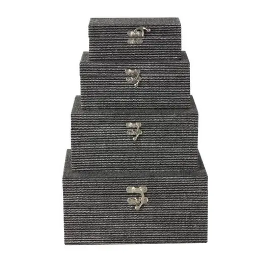 Fabric Decorative Storage Box Set Black {9}