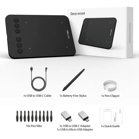 XPPen 4" x 3" Deco mini4 Portable Graphics Drawing Tablet {7}