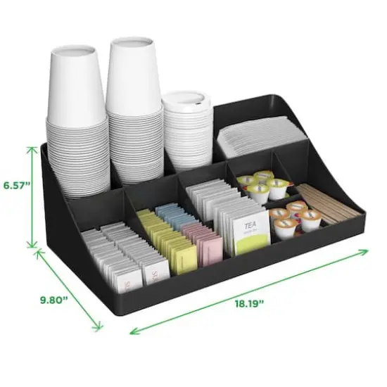 Mind Reader Black 11 Compartment Breakroom Coffee Condiment Organizer {4}