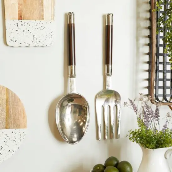 Silver Eclectic Wall Decor, Set of 2 5", 22" {7}