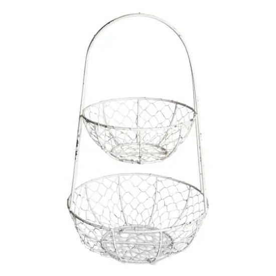 DII&reg; Antique White Chicken Wire Tiered Stand {1}