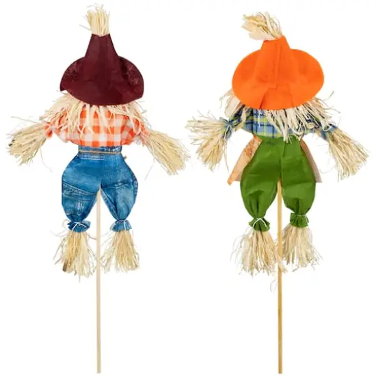 18" Boy & Girl Fall Harvest Scarecrow Picks {4}