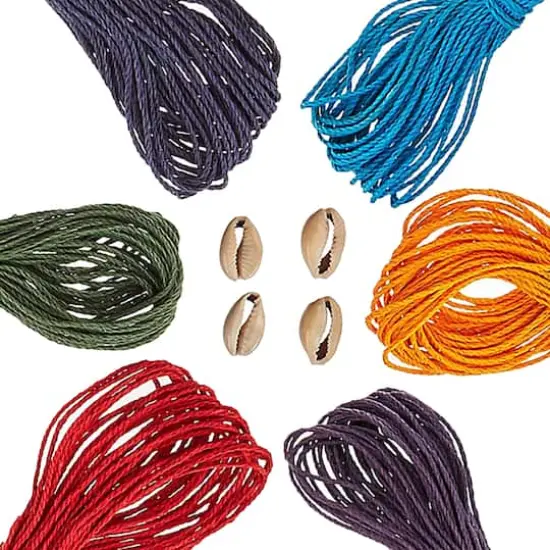 Darice&reg; 20lb. Mixed Color Natural Hemp Cord Kit with Shell Beads {3}