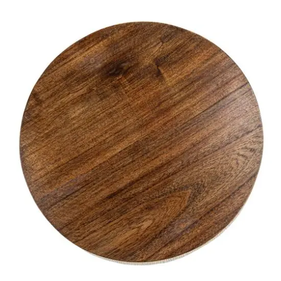 Hello Honey® 22" Woven Cotton & Wool Blend Table to Stool with Oak Wood Legs {9}