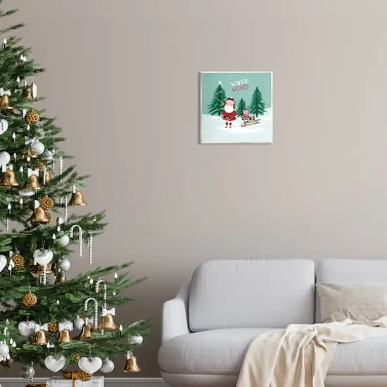 Stupell Industries Winter Wishes Santa Claus & Sled Wall Art {3}