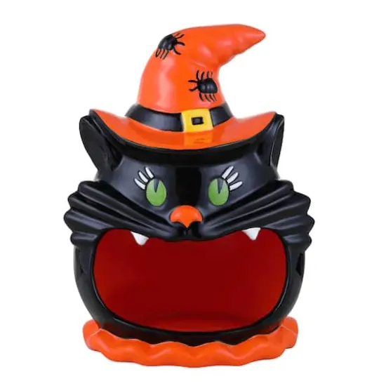 Mr. Halloween 12" Motion Activated Ceramic Black Cat Candy Bowl {1}