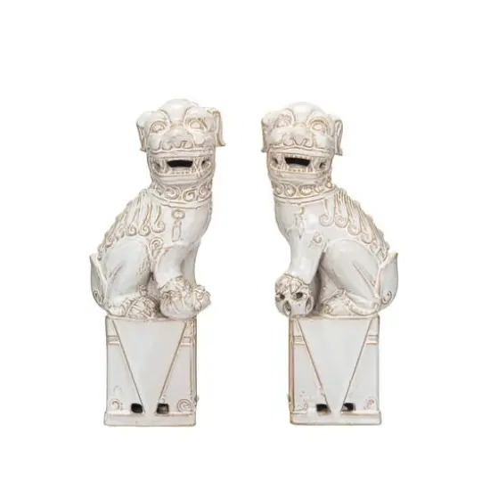 Hello Honey&reg; 13.25" Vintage Reproduction Stoneware Guardian Lions Bookends Set {1}