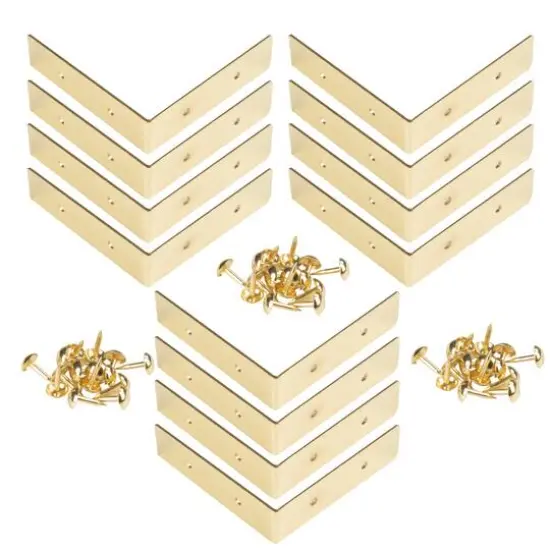 Dritz Home&reg; Small Brass Campaign Smooth Right Angle Corners, 4ct. {9}