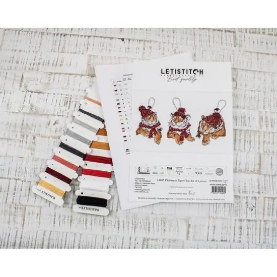 Letistitch Christmas Tigers Toys Set Plastic Canvas Counted Cross Stitch Kit {6}