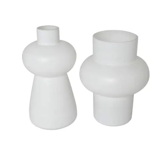 White Glass Unique Trumpet Vase Set {1}