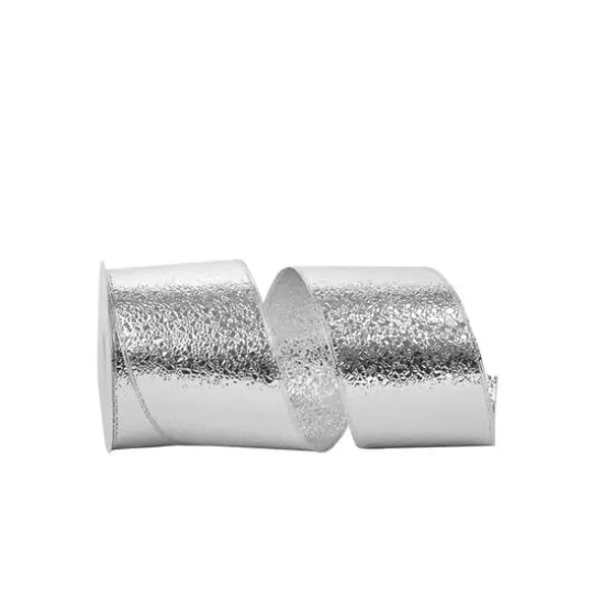 Reliant 4" x 50yd. Plastic Wired Cracked Ice Display Ribbon Silver {1}