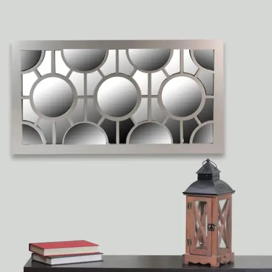 26" Metallic Gray Geometric Rectangular Wall Mirror {4}