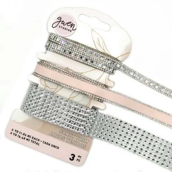 Gwen Studios 6yd. Satin & Rhinestone Trim Set Coral {2}