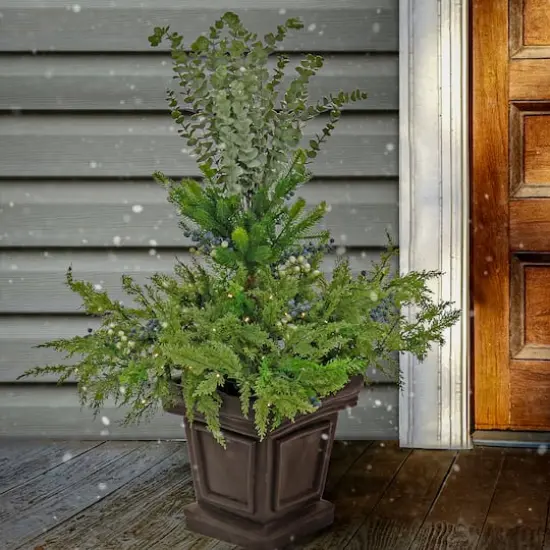 4ft. Green LED Evergreen & Eucalyptus Arrangement in Urn {3}
