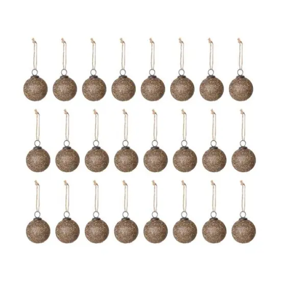 Hello Honey&reg; 24 Pack 2" Gold & Brown Beaded Glass Ball Ornaments {1}