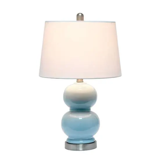 Lalia Home 21" Light Blue Dual Orb Table Lamp with Fabric Shade {3}