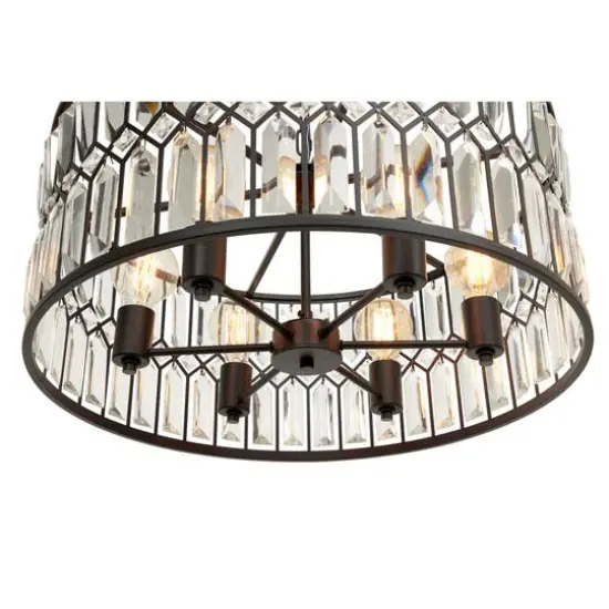 Black Iron Glam Drum Chandelier, 13" x 24" x 24" {6}
