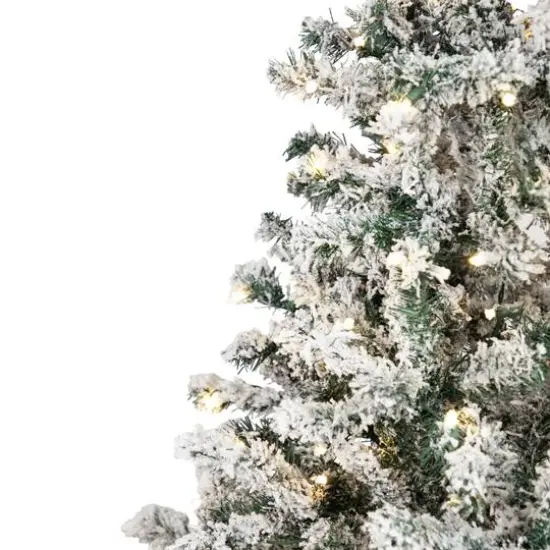 6.5ft. Pre-Lit Medium Flocked Pine Artificial Christmas Tree, Warm White LED Lights {5}