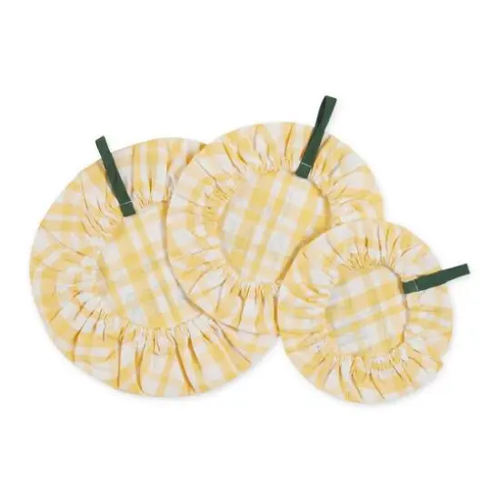 DII&reg; Keep It Fresh Reusable Dish Cover Set Plaid Yellow {4}