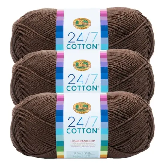 3 Pack Lion Brand&reg; 24/7 Cotton&reg; Yarn Caf&eacute; Au Lait {1}