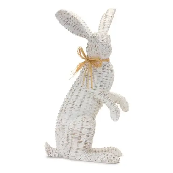 White Wicker Rabbit Statue Set, 15.25" & 17.75" {3}