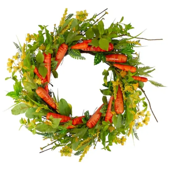 22" Orange & Yellow Carrot & Berry Foliage Easter Floral Spring Wreath {1}