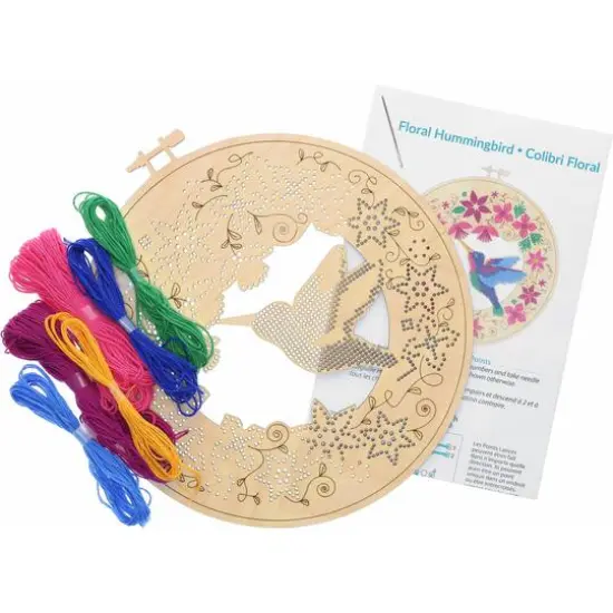 Leisure Arts&reg; Intermediate Floral Hummingbird Wood Stitchery Kit {4}