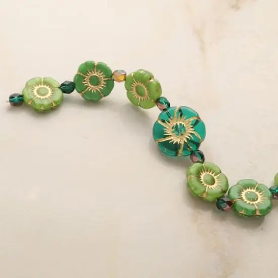 Green Hibiscus Czech Glass Flower Bead Mix by Bead Landing&trade; {6}