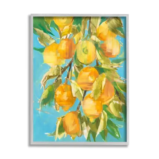 Stupell Industries Ripe Yellow Lemon Tree Distortion Wall Art in Gray Frame {1}
