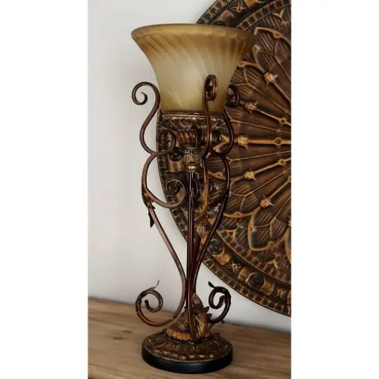 Set of 2" Brown Metal Mediterranean Uplight, 30" {12}