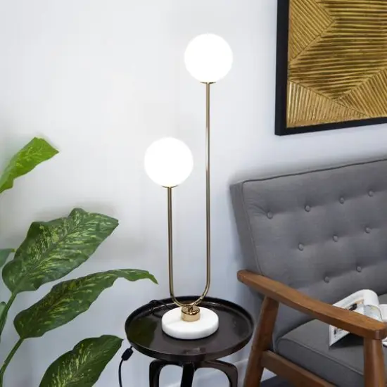 31" 2 Orb Table Lamp with Marble Base Gold  {3}