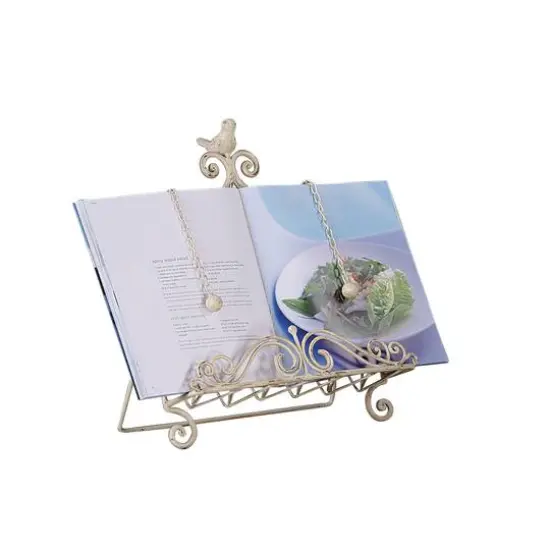 Hello Honey&reg; Cream Finish Metal Cookbook Holder with Bird {3}