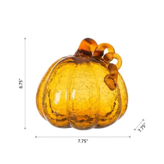 Glitzhome&reg; Crackle Glass Pumpkin, Amber {14}