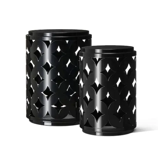 Glitzhome&reg; Modern Heavy Duty Metal Frame Side Table Set Black {1}