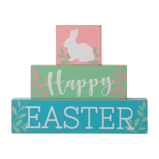 Glitzhome&reg; 9.5" Wooden Easter Block Table D&eacute;cor {6}