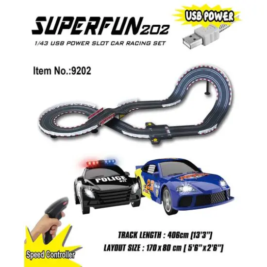 Joysway&reg; SuperFun 202 USB Power Slot Car Racing Set {3}