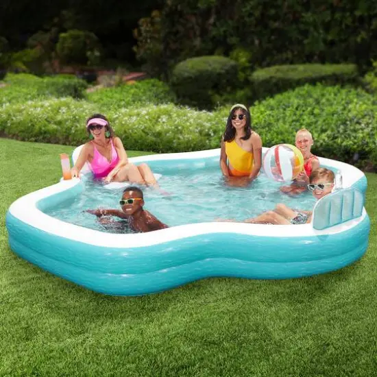 Funsicle 10ft. Teal & White Shimmer Party Lounge Pool {3}