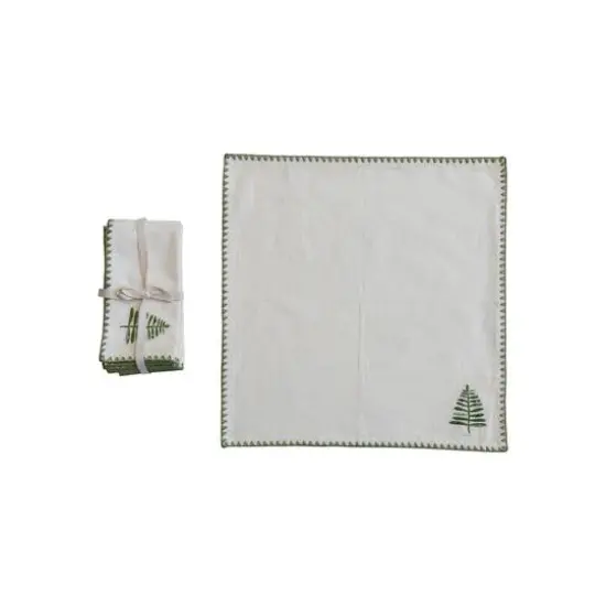 Hello Honey&reg; Natural & Green Embroidered Tree Cotton Napkins, 4ct. {1}
