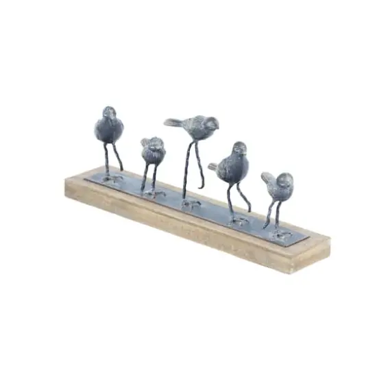 18" Gray Metal Farmhouse Birds Sculpture {5}