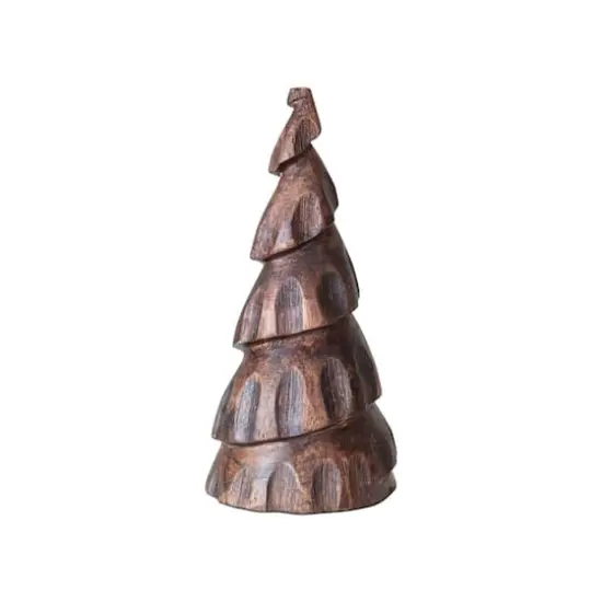 Hello Honey&reg; 8.25" Brown Burnt Carved Mango Wood Tree {1}